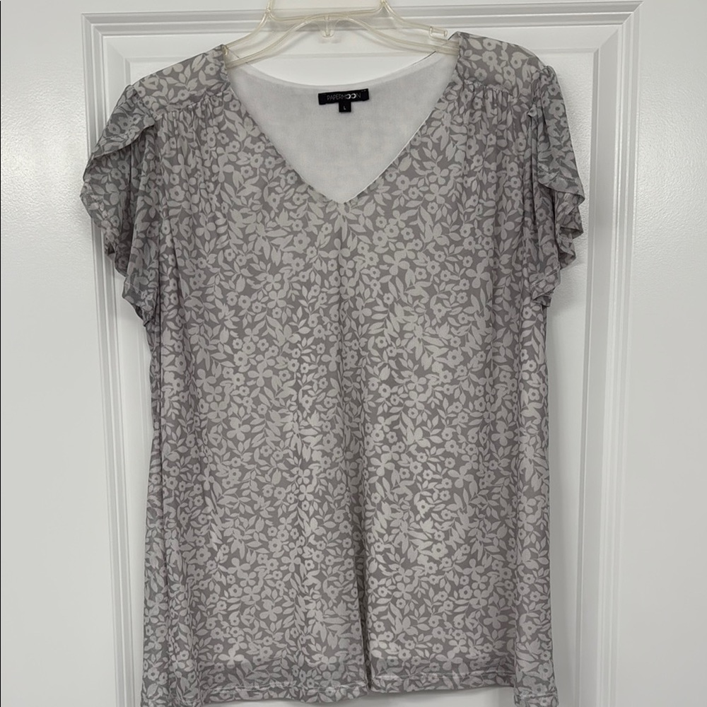 Gray Floral Women's Top